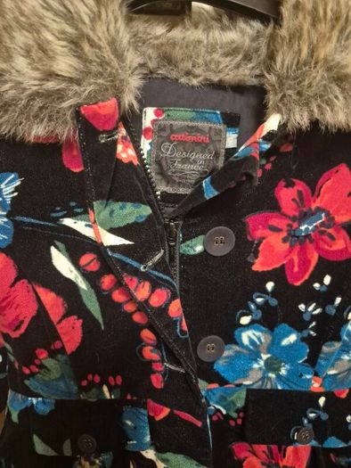Stunning Catimini Designer Floral Winter Coat, Age 11/12 154cm A,V