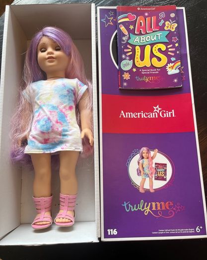 American Girl 18-Inch Truly Me Doll with Blue Eyes, Lavender & pink Hair EUC