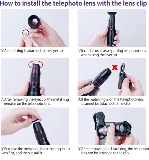 Phone Camera Lens Kit 9 in 1 22X Telephoto Lens, 235 Degree Fisheye Lens, 25X Macro Lens, 0.62X Wide Angle Lens, Movile Phone Lens Compatible with iPhone 11 12 13 8 7 6 Plus X XS XR Samsung Android (FREE POSTAGE)
