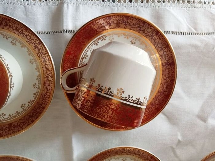 Arklow Pottery coffee set Gold Maroon pattern 2384