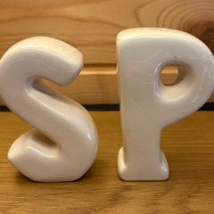 Vintage Ceramic S & P Alphabet Letter Salt & Pepper Shakers MCM Cream White