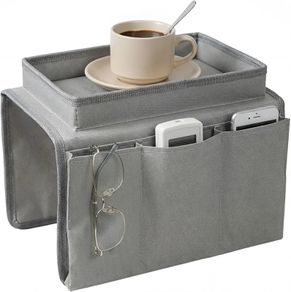 Sofa Arm Chair Tray Organisers Waterproof Non-Slip,Armchair Table Tray,Arm Chair Caddy with 4 Bags for Cup,Drinks,Snack,Phone,Magazines,Books,Glasses & Tablet,Sofa Armrest TV Remote Control Holder