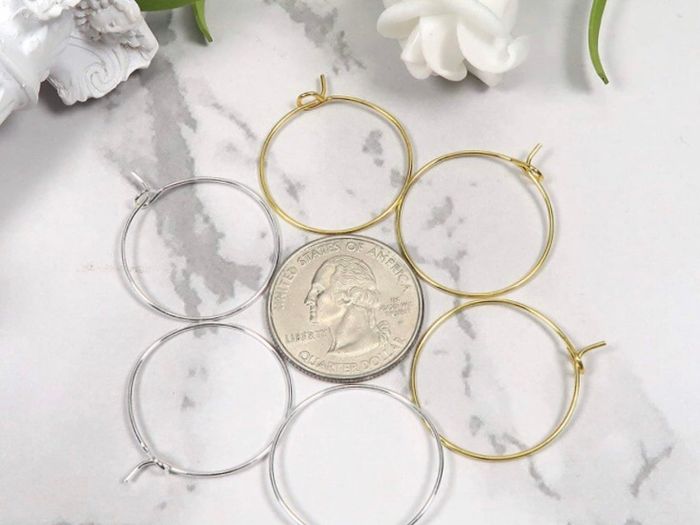 200pcs Wine Glass Charm Rings Silver Tone and Golden Earring Beading Hoop 25mm for Craft Making Party Favor (FREE POSTAGE)