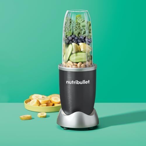 nutribullet Blender 600 Series - Powerful 20,000 RPM Extractor Blends Frozen Fruit, Nuts & Ice - 7 Piece Kit Includes Tall Cup, Short Cup, Handled Ring & Sealable Lid - Ideal for Smoothies