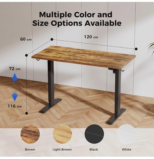 Electric Standing Desk, 120 x 60 cm Height Adjustable Sit Stand Desks