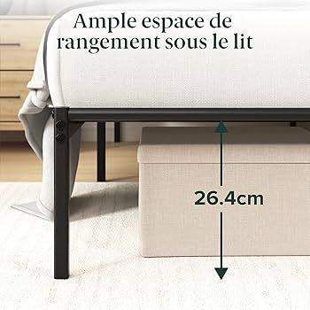 Bed 90 x 190 cm, Metal Frame with Headboard, Slatted Support, Under-Bed Storage, Black