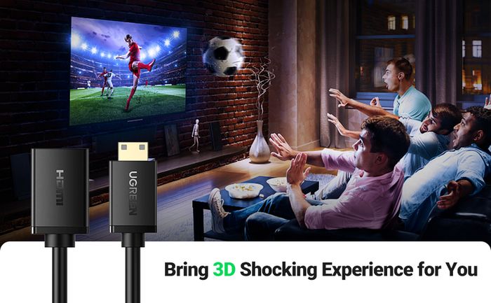 Ugreen Mini HDMI (Male) to HDMI (Female) 3D/UHD 4K@60Hz Bi-Directional Cable Adapter (Gold-Plated) (Brand New/Warranty)