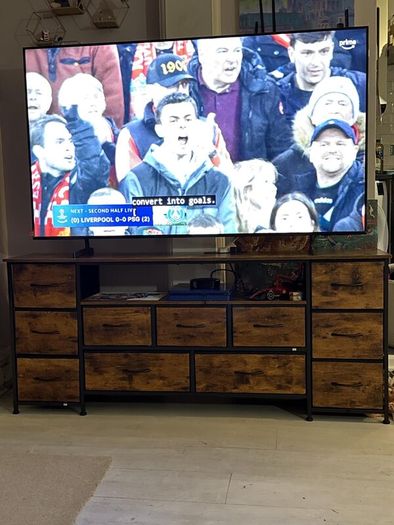 63 Tv Cabinet, Dresser for Bedroom with 11 Fabric Drawers, TV Stand with Power Socket for TVs up to 70", TV Units