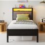 3FT Single Bed Frame with LED Lights and Charging Station, Heavy Image 8