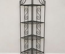 Black metal corner shelving unit