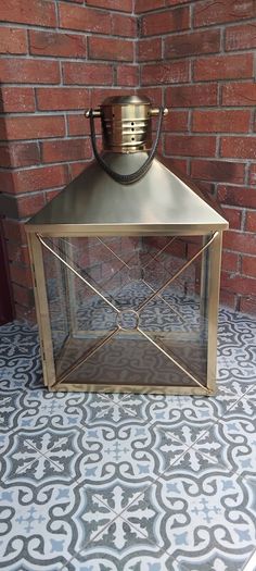 Large brass lantern with strap handle