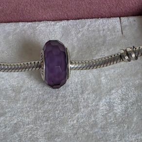 Pandora purple fascinating faceted murano glass charm perfect condition