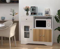 Sideboard for Kitchen, Sideboard with Socket for Microwave, Kitchen Cabinet with Drawers, Storage Cabinet for Dining Room, Kitchen, Living Room, 83 x 40 x 80 cm