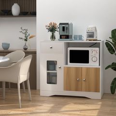Sideboard for Kitchen, Sideboard with Socket for Microwave, Kitchen Cabinet with Drawers, Storage Cabinet for Dining Room, Kitchen, Living Room, 83 x 40 x 80 cm