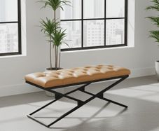 Metal frame bench with velvet seat 100x40
