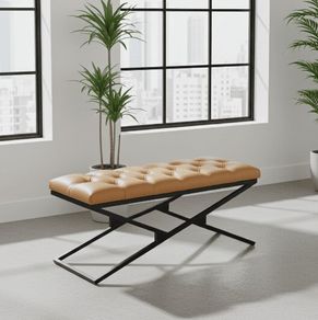 Metal frame bench with velvet seat 100x40