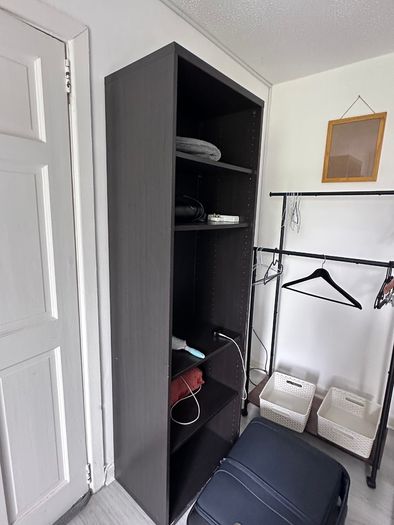 Black shelving unit