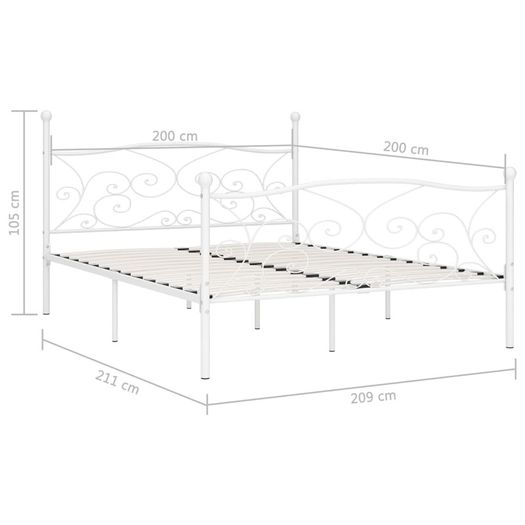 Bed Frame with Slatted Base White Metal 200x200 cm