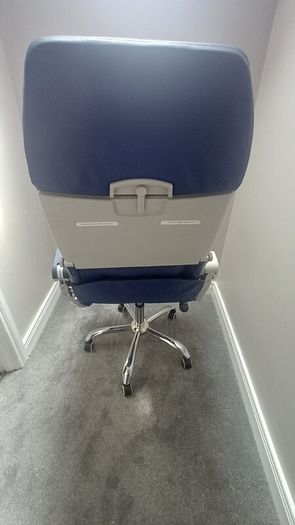 Airbus A320/A321 Aircraft Seat Swivel Office Chair | Genuine Airline Seat with Tray Table & Life Jacket