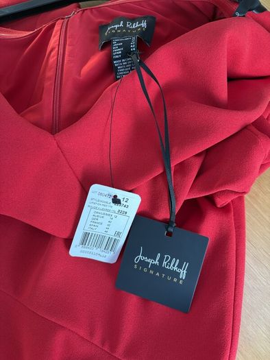 Joseph Ribkoff Drop Shoulder Dual Fabric Red Sheer Panelled Dress SIZE 14
