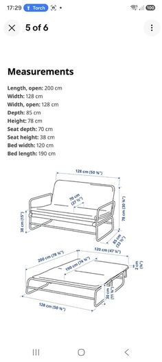 Ikea Knisa sofa bed grey/black