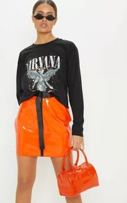 pretty little thing vinyl zip skirt