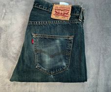 Levis 501 Original Button Fly Jeans W34 L26 - Distressed Ripped Cropped Blue