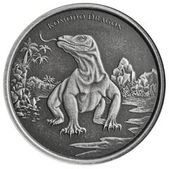 2022 Tokelau 2 Dollars 1 oz Silver Bullion Coin - Komodo Dragon Antique Finish BU (In Capsule)