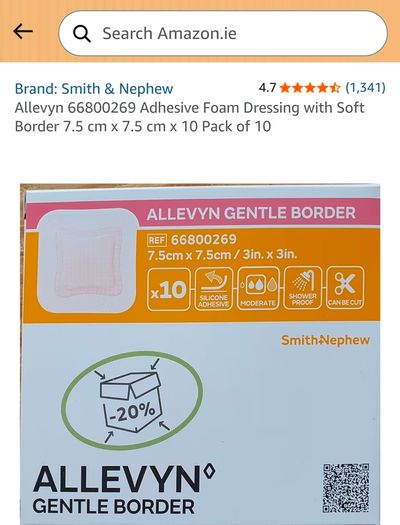 Allevyn  Adhesive Foam Dressing with Soft Border 7.5 cm x 7.5 cm x 10 Pack of 10