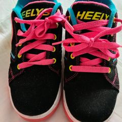 Heelys size 4 black and pink