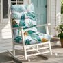 Outdoor Seat Cushion Replacement, Waterproof Thicked 112x53.3x10 cm Garden Adirondack Chair Cushions with Ties, High Back Rocking Chair Pad for Patio Furniture, Yellow-Green Leaf Image 4