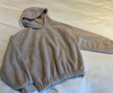 Girls Zara beige teddy fleece hoodie 11 12