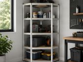 Heavy Duty Corner Shelving Unit 875kg 5 Tier Garage Storage Shelf Silver Natural Beige