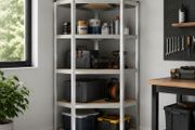 Heavy Duty Corner Shelving Unit 875kg 5 Tier Garage Storage Shelf Silver Natural Beige