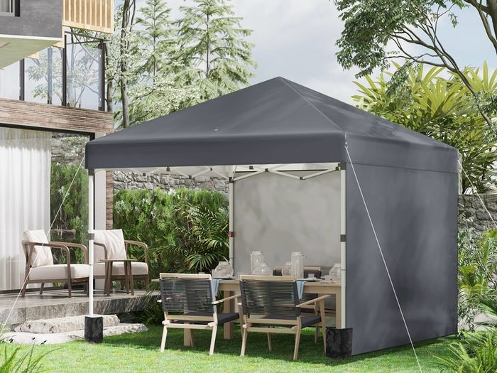 3x3 Pop Up Gazebo with Sidewalls Adjustable Garden Patio Party Tent Dark Grey