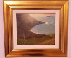 Simon Macleod Oil Painting of Sea Mist over the deserted village at Slievemore, Achill