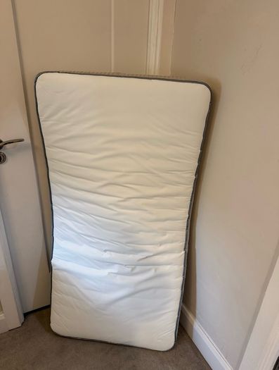 Obaby Nika Cot Bed in Grey Wash/White & Reylon Mattress