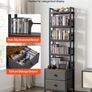 Media Storage Cabinet, 4-Shelf DVD Shelf Organizer with Drawers Image 2