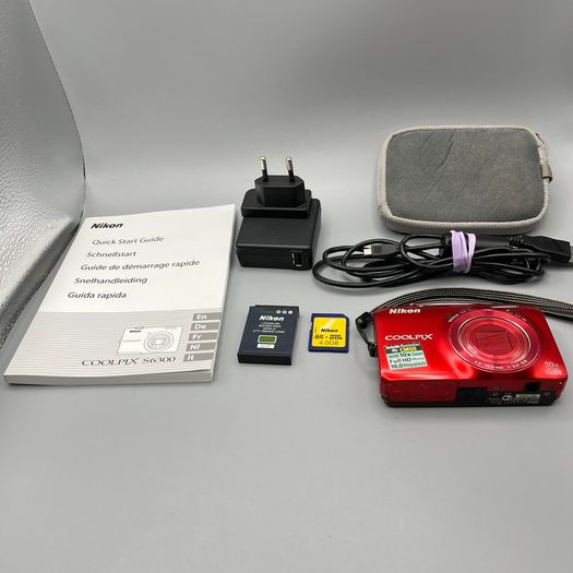 Nikon Coolpix S6300 Red 16.0MP Nikkor 10x Zoom Digital Camera - Full Kit