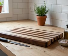 Large Edge-Grain Handmade Chopping Board - Walnut and Maple