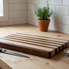 Large Edge-Grain Handmade Chopping Board - Walnut and Maple