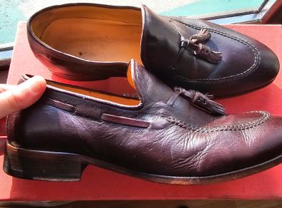 PERKES OF Portugal hand made Bull hide Loafer sz8 rrp 350 euros