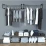 Industrial Pipe Clothes Rack Wall Mounted Hanging Bar Garment Rack Rail Detachable Bedroom Space-Saver for Home Image 2