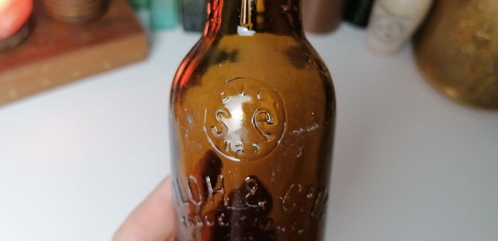 38 - Vintage Kiloh Beer Bottle Embossed Letters Brown Glass Cork
