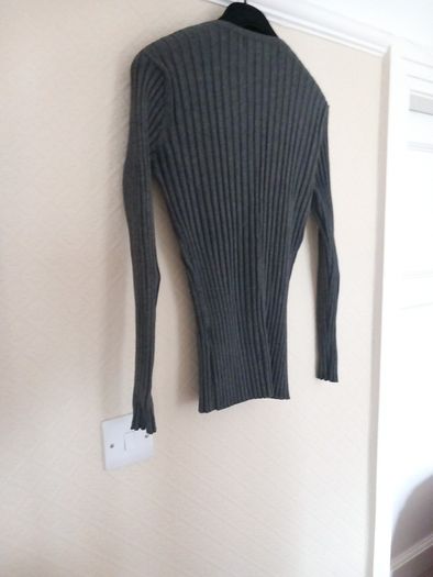 Paco Charcoal V Neck Ribbed Jumper