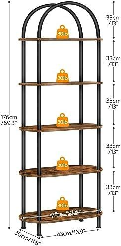5-Tier Bookshelf Bookcase with Metal Frame Rustic Brown