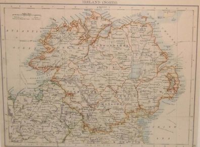 Pair Antique Maps Ireland 1905