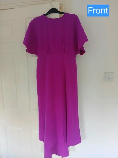 Lipsy pink/purple flutter sleeve midi dress size 10