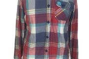 Ladies vintage superdry multicoloured check Tommy shirt roll tab sleeve Medium