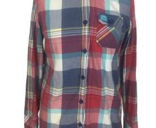 Ladies vintage superdry multicoloured check Tommy shirt roll tab sleeve Medium